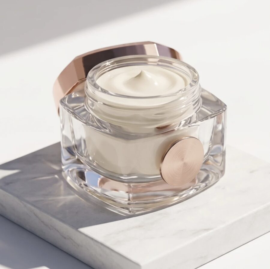 Pots et flacons de soin cosmétique